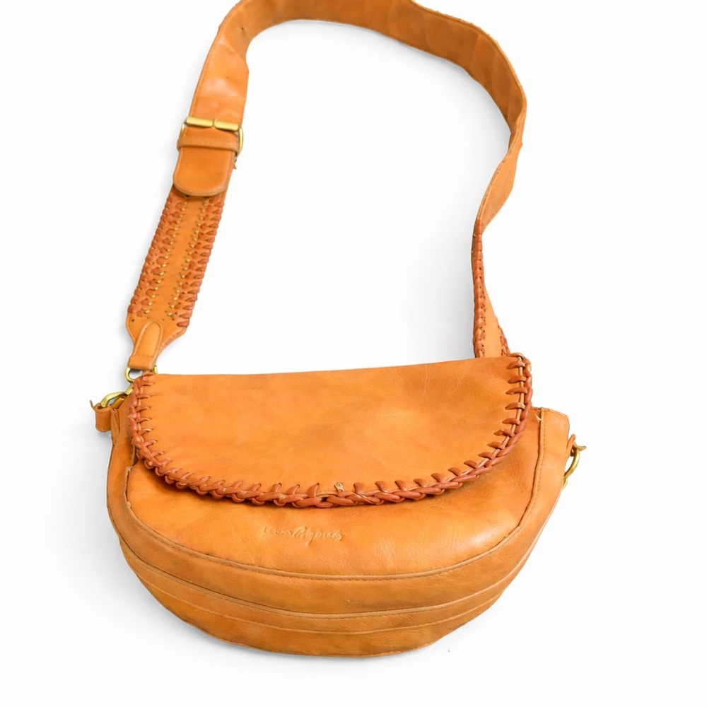 Urban Originals Tan Vegan Leather Whipstitch Crossbody Bag Boho Adjustable Strap